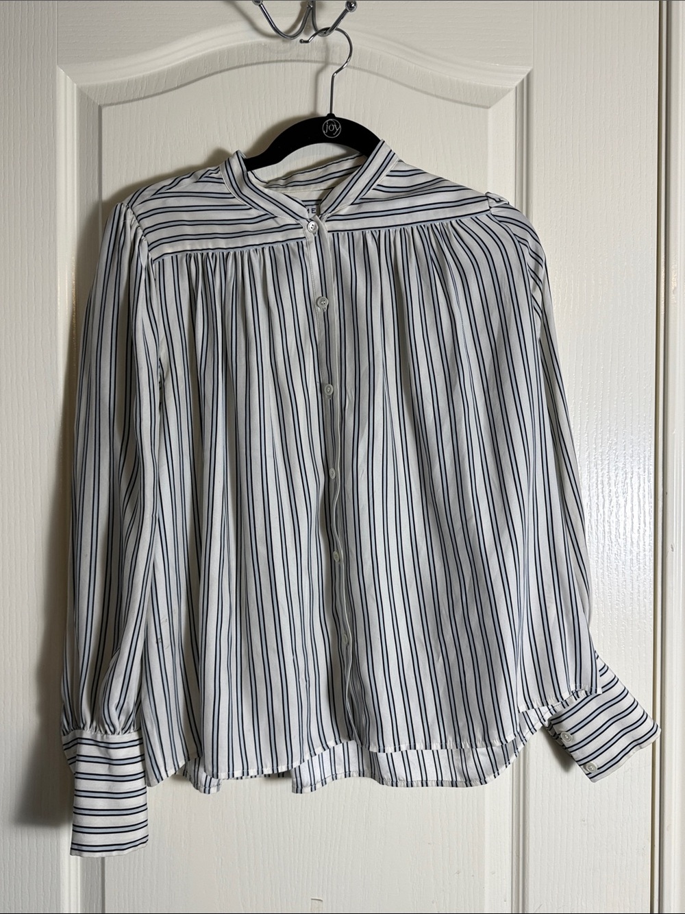 FRAME Poet Blouse in Blanc & Navy Stripe